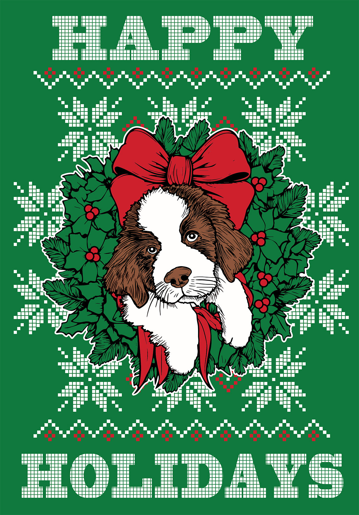 Happy Holidays Ugly Sweater - Saint Bernard