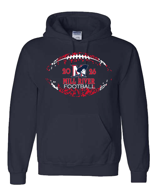 Mill River Football Navy Hooded Sweatshirt