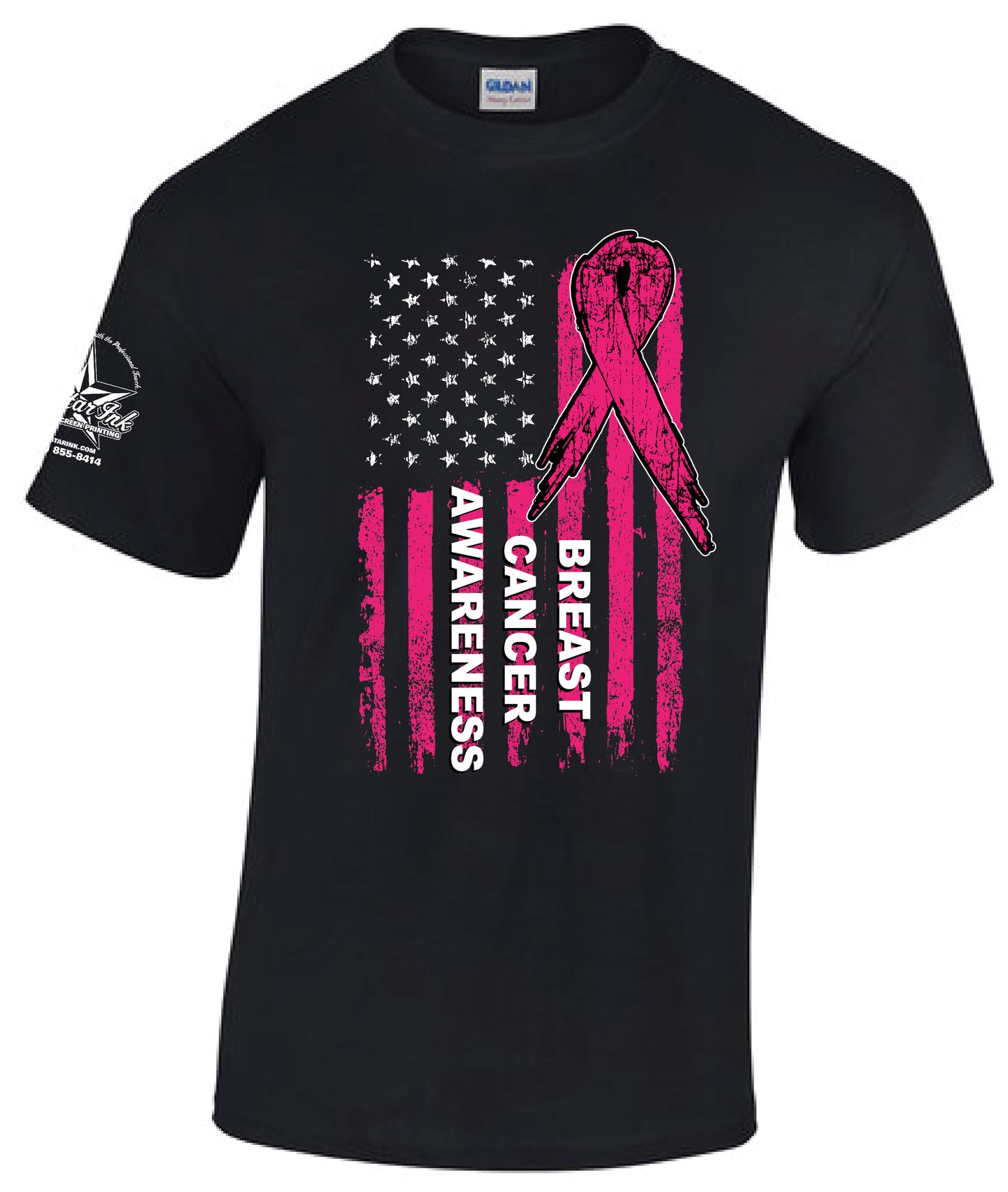 All-Star Ink Breast Cancer US Flag t-shirt